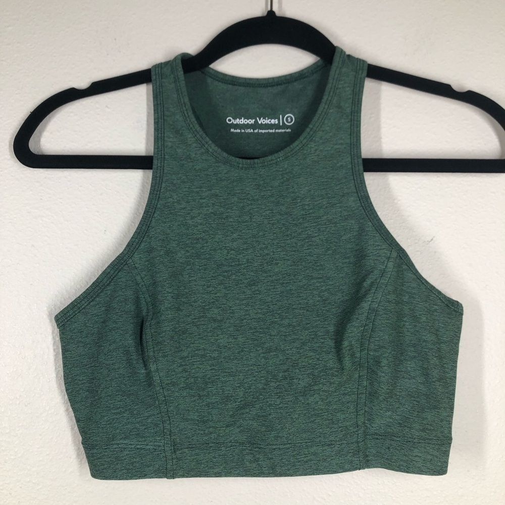 Outdoor Voices Athena High Neck Space Dye Sports Bra Green Size Small